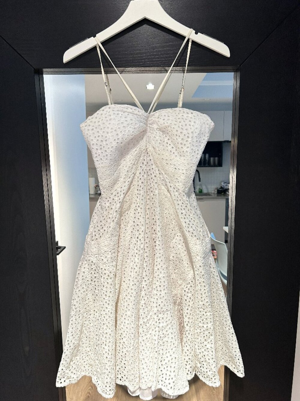 Calvin Klein Cotton Eyelet Lace Halter Flare Dress